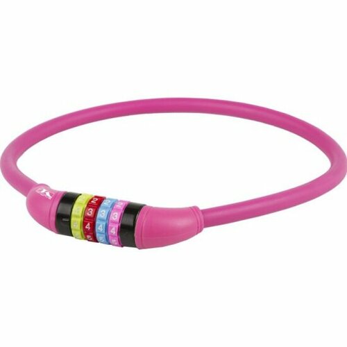 фото Замок m-wave 5-231058 вело кодовый (4 разряда, цветные символы) 12х650мм силиконовый розовый (60)