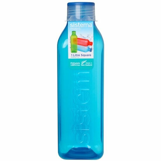 Бутылка Sistema квадратная 1л синяя  890 