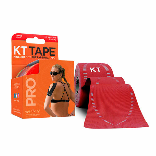фото Кинезиотейп kt tape pro, синтетическая основа, 20 полосок 25 х 5 см, цвет rage red