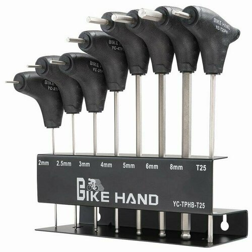 BikeHand Набор шестигранных ключей на подставке BIKE HAND YC-TPHB-T25 2/2.5/3/4/5/6/8/T25mm