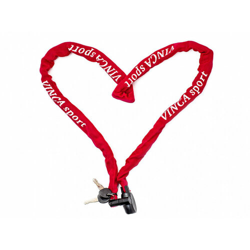 фото Vinca sport замок велосипедный 4х1200 мм, цепь, красная оплетка vinca sport