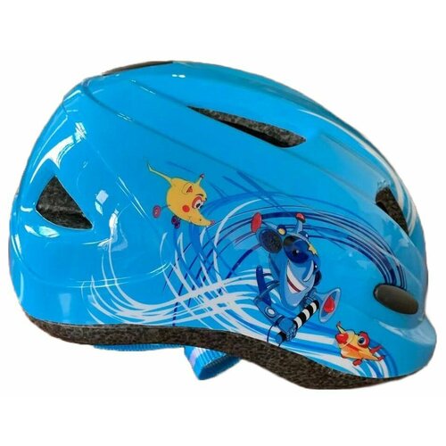 Шлем детский с регулировкой, размер S(48-52см), синий, рисунок - вертолетики, инд. уп. Vinca Sport