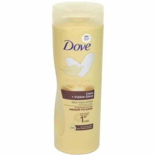 Лосьон автозагар для тела Dove Body Love Care+Visible Glow от среднего до темного тона с керамидами 400 мл ( Из Финляндии )