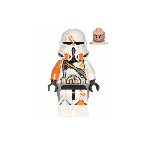 Минифигурка Lego Clone Airborne Trooper, 212th Attack Battalion (Phase 2) - Orange Arm, Dirt Stains, Light Bluish Gray Cloth Kama, Scowl sw0523 New lego star wars 75372 clone trooper