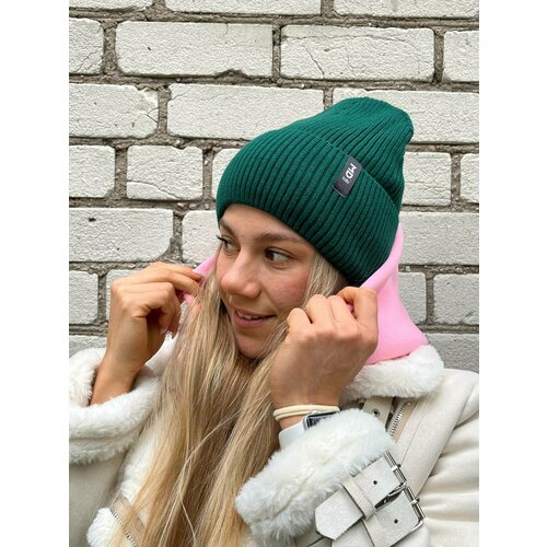 фото Шапка бини muscles design lab модная и практичная шапка, размер универсальный, зеленый