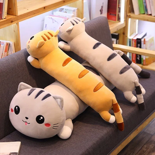 Мягкая игрушка Кот Батон , игрушка-подушка длинный кот, лежачий кот батон 45 см