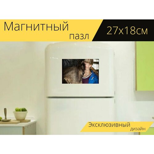 Магнитный пазл Лошадь, девочка, целовать на холодильник 27 x 18 см. магнитный пазл любовь страсть целовать на холодильник 27 x 18 см