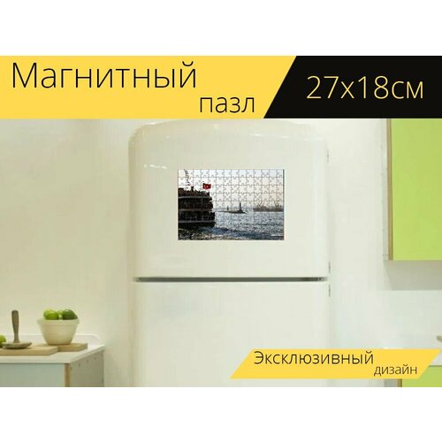 Магнитный пазл Судно, море, лодка на холодильник 27 x 18 см.