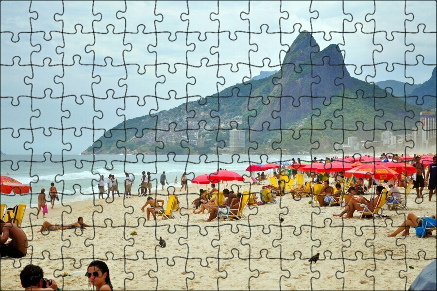 Магнитный пазл "Рио де жанейро, пляж, бразилия" на холодильник 27 x 18 см.
