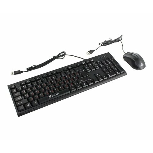 комплект клавиатура мышь oklick 220m black usb черный английская русская Комплект OKLICK Keyboard & Optical Mouse <620M> Black (Кл-ра, USB+Мышь 3кн, Roll, USB) <475652>