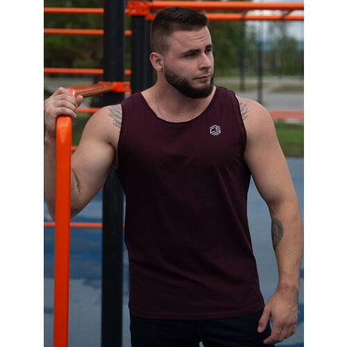 Майка CroSSSport, размер 52, бордовый мужская футболка без рукавов для бега тренажерного зала тренировок фитнеса сжимания мышц баскетбольная майка для улицы