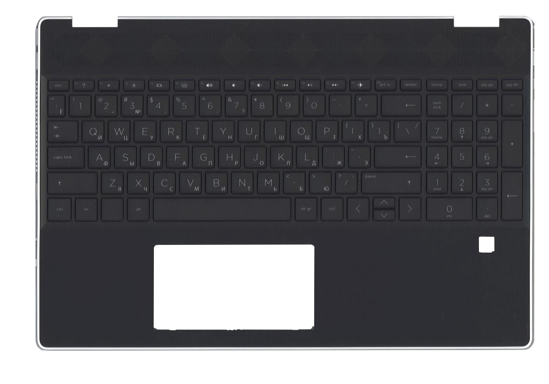 Клавиатура (топ-панель) для ноутбука HP 15-DQ FPR черная с черным топкейсом