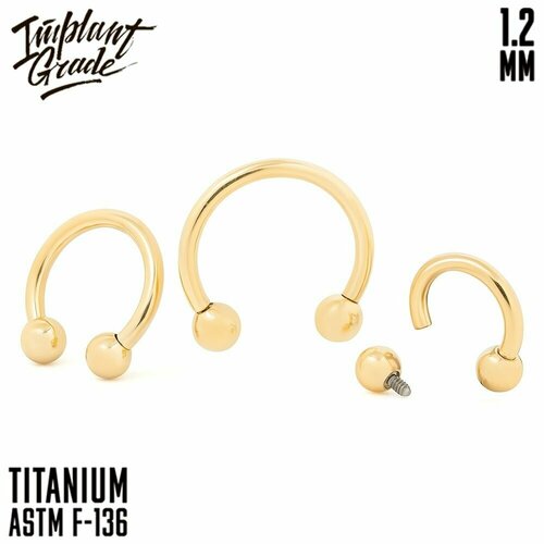 Пирсинг в губу Implant Grade, размер 6 мм, 1 шт., золотой