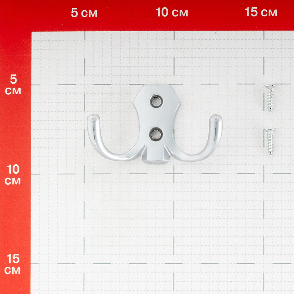 Крючок-вешалка двухрожковый матовый хром (129919)