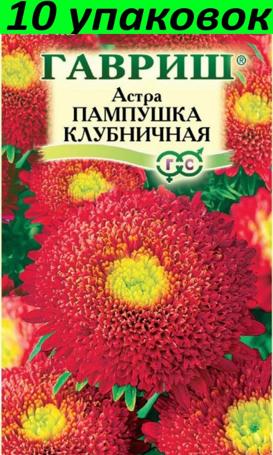 Семена Астра Пампушка Клубничная помпонная 10уп по 03г (Гавриш)