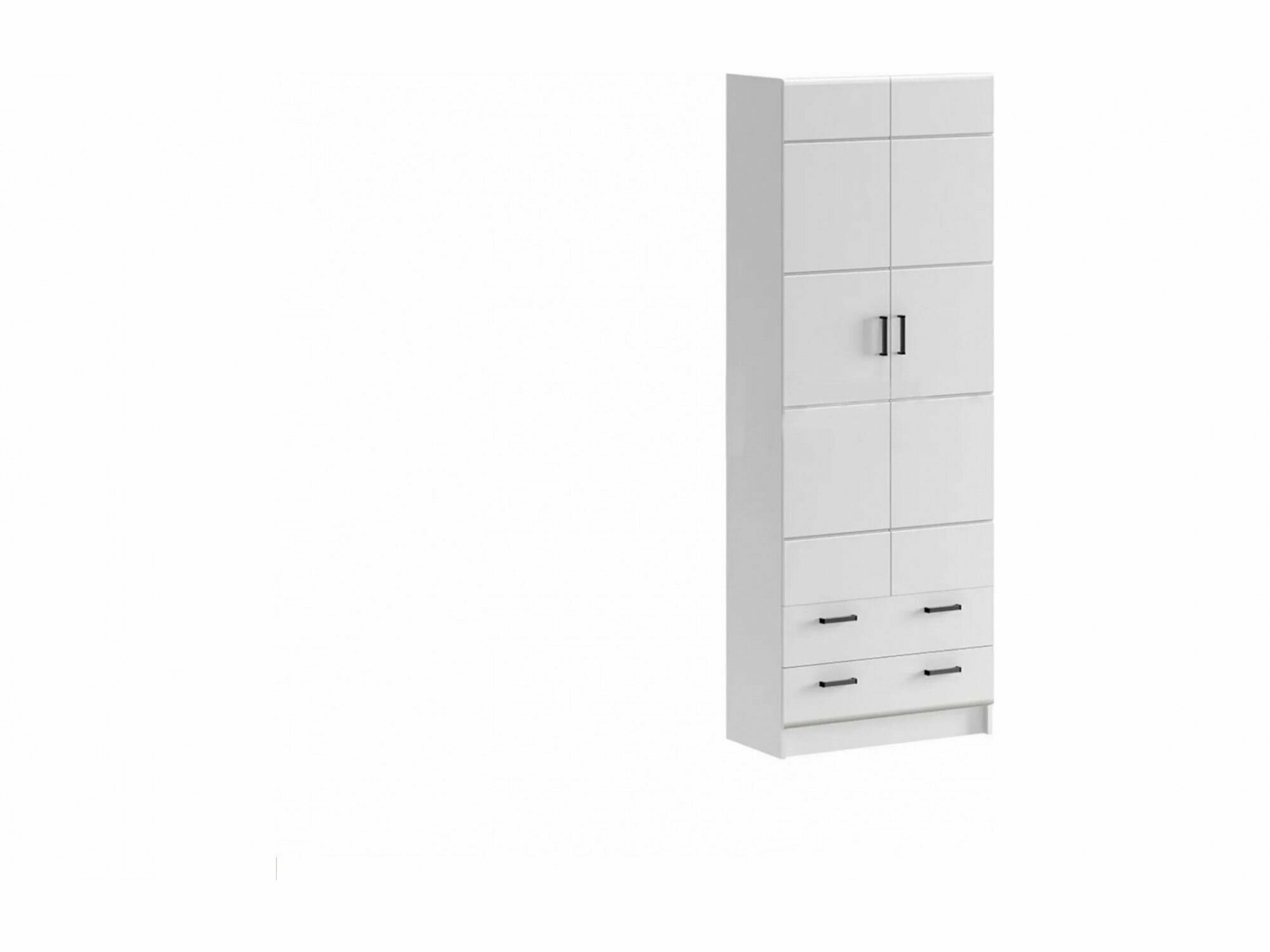 Шкаф 2-х створчатый Вега NEW ( 80х40.2х220) Белый глянец холодный/ Белый