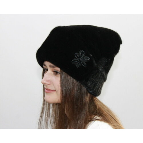 фото Шапка бини бини из импортной норки, размер 58-59, черный мария