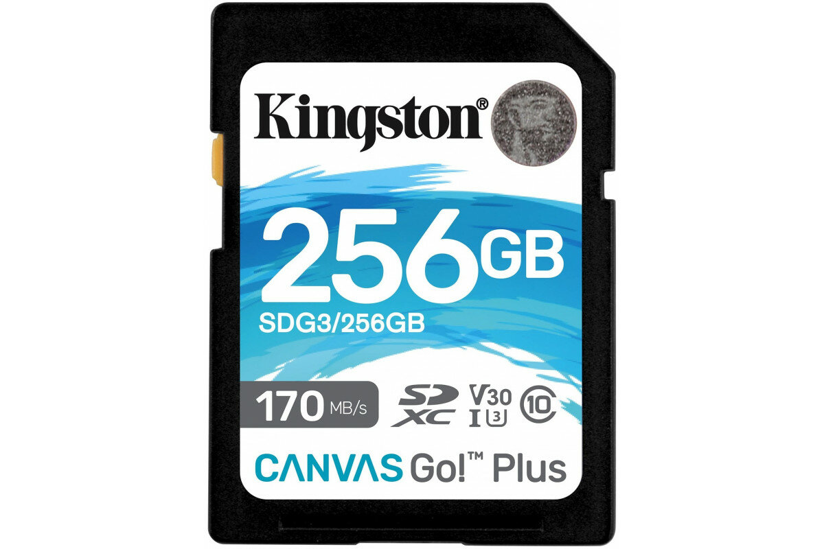 Карта памяти Kingston SDXC Canvas Go Plus Class 10 UHS-I U3 (170/90MB/s) 256GB