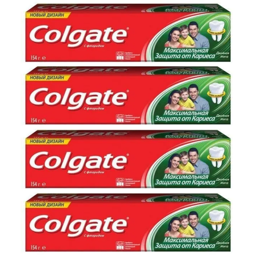 Зубная паста Colgate Двойная мята, 4 шт х 100 мл colgate зубная паста максимальная защита от кариеса двойная мята 100 мл 2 шт