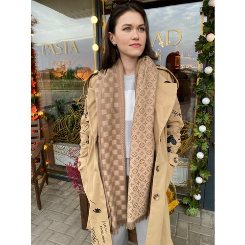 Палантин , 70 см, бежевый, коричневый