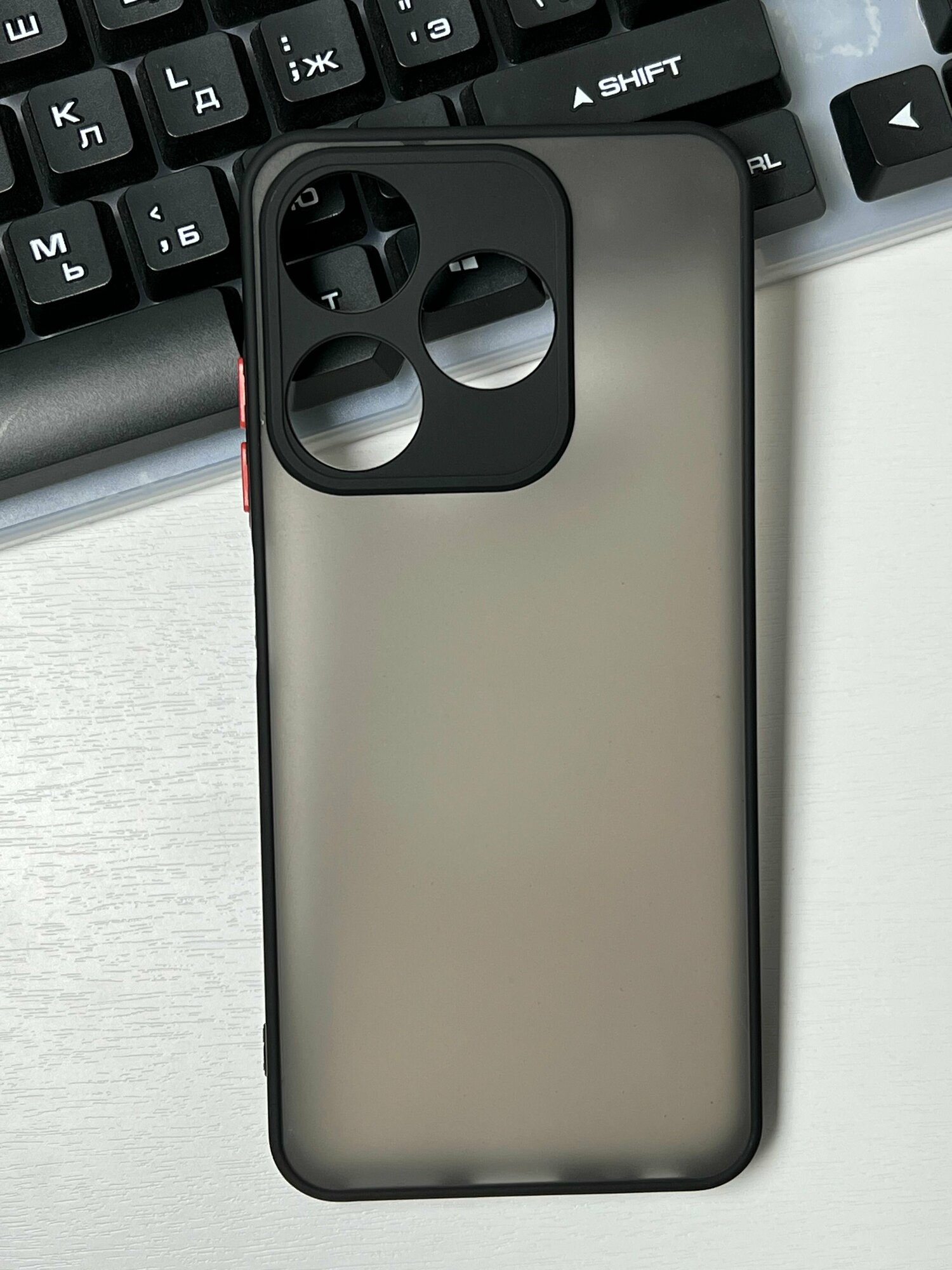 Чехол противоударный для Tecno Spark 10, Tecno Spark 10C / Техно Спарк 10, Техно Спарк 10С матовый, с защитой камеры, черный