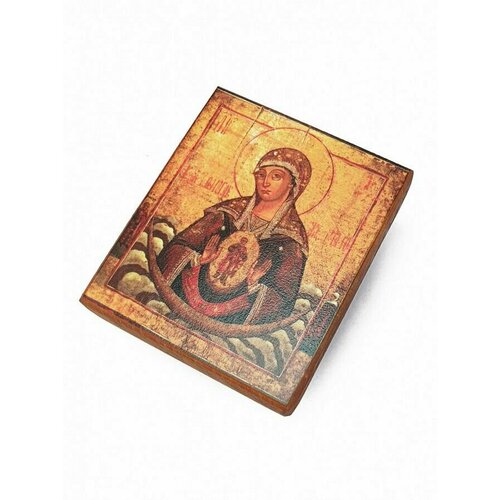 Икона Пресвятая Богородица В Родах Помощница, под старину, 15х17 см