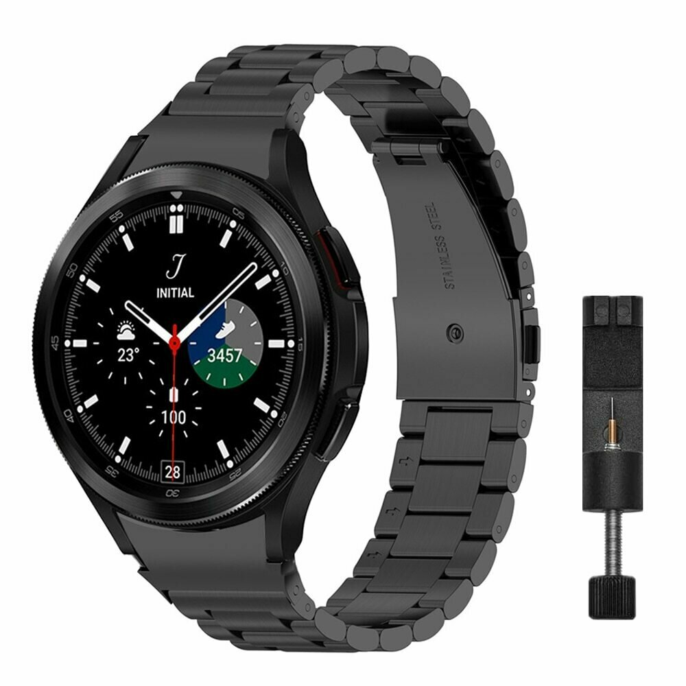 Ремешок из нержавеющей стали без зазоров для Samsung Galaxy Watch 4 Classic 46 мм, Черный