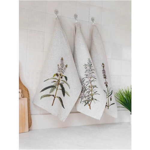 Комплект кухонных полотенец 22С145-ШР 45х60 3 шт Прованские травы Оршанский серо-бежевый Комплект полотенец 3 шт 1080₽