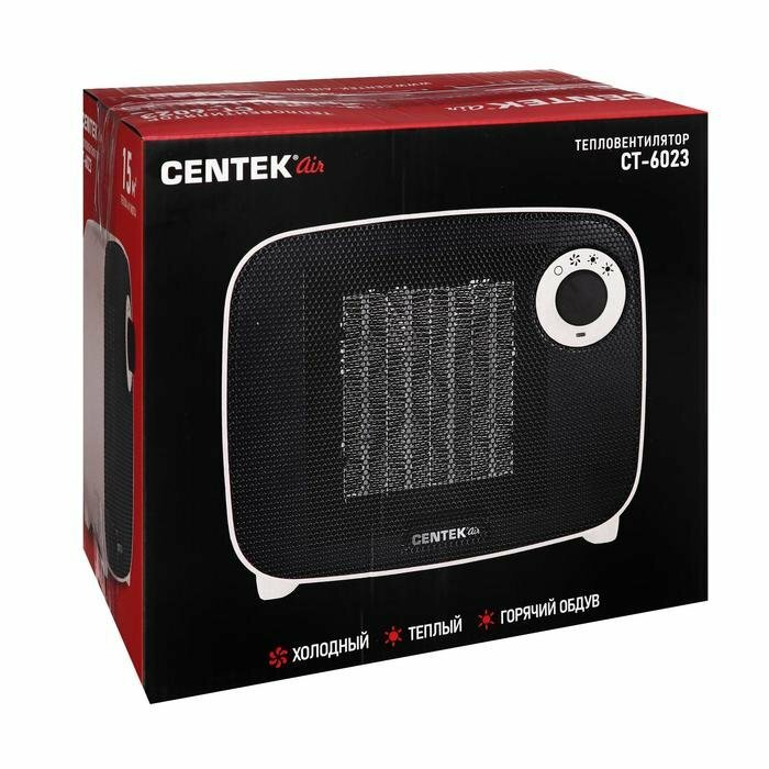 Тепловентилятор CENTEK , 1500Вт, белый, черный - фото №5