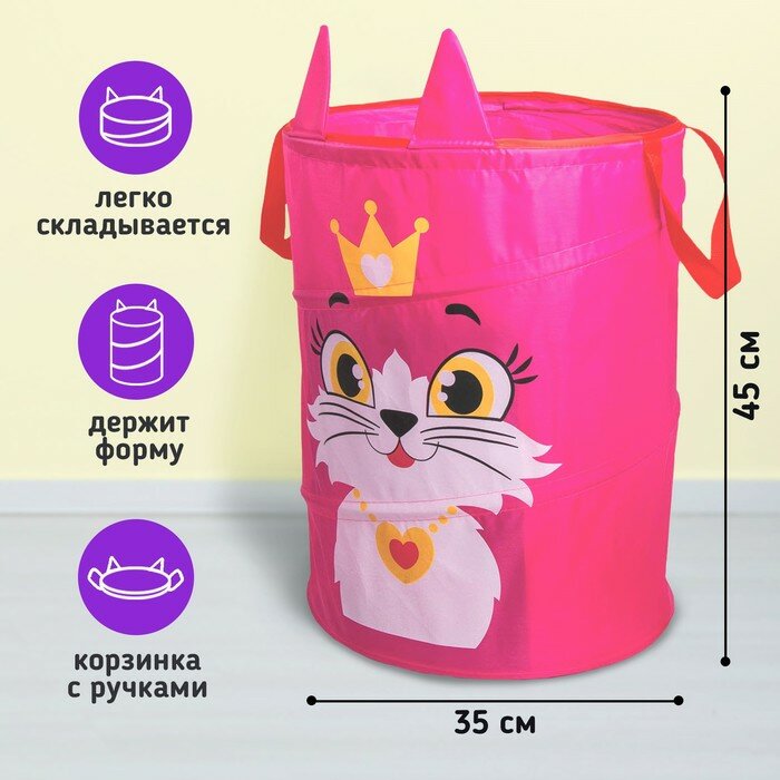 Корзина для игрушек Школа талантов "Кошечка", с ручками, 45х35х35 см (2859905)