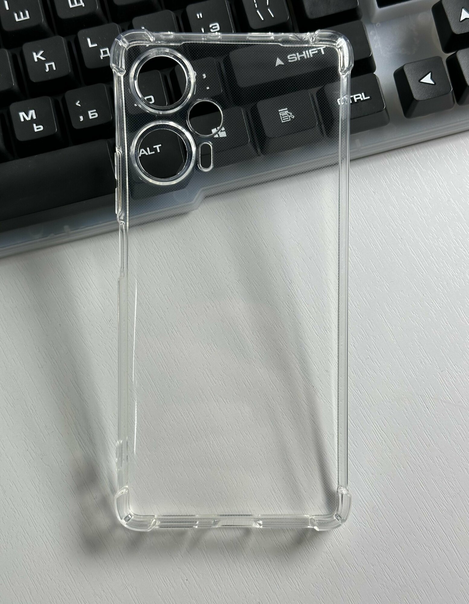Чехол противоударный Xiaomi Poco F5 / Сяоми Поко Ф5 с защитой камеры, прозрачный