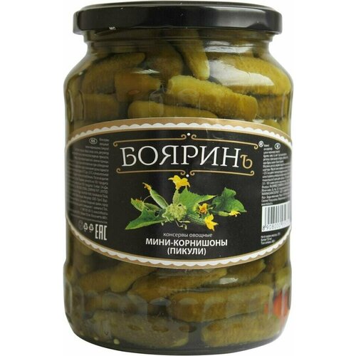 Мини-корнишоны Бояринъ 680г 3шт