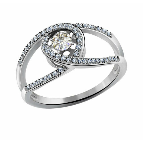 фото Кольцо diamant online, белое золото, 585 проба, бриллиант, размер 17