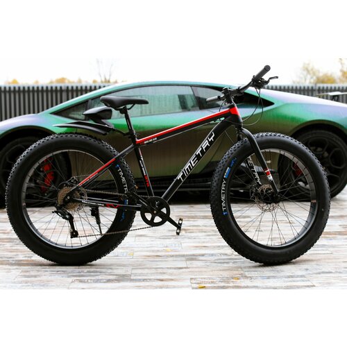 фото Велосипед фэтбайк fatbike richiesto tt089/9s 26" алюминиевая рама 17" спортивный вездеход унисекс, красный