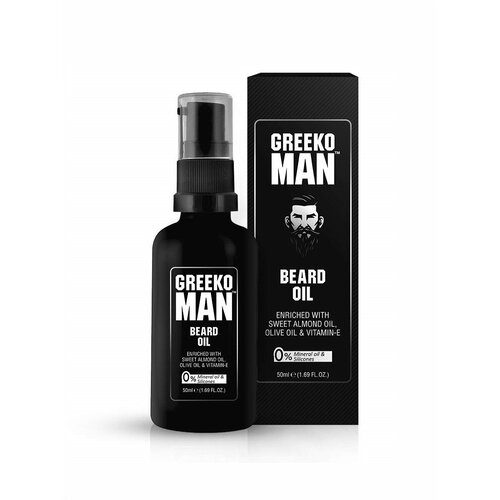 Масло для бороды и усов Грико Мэн / Greeko Man Beard Oil VASU обогащенное маслом Миндаля и Оливы, 50 мл