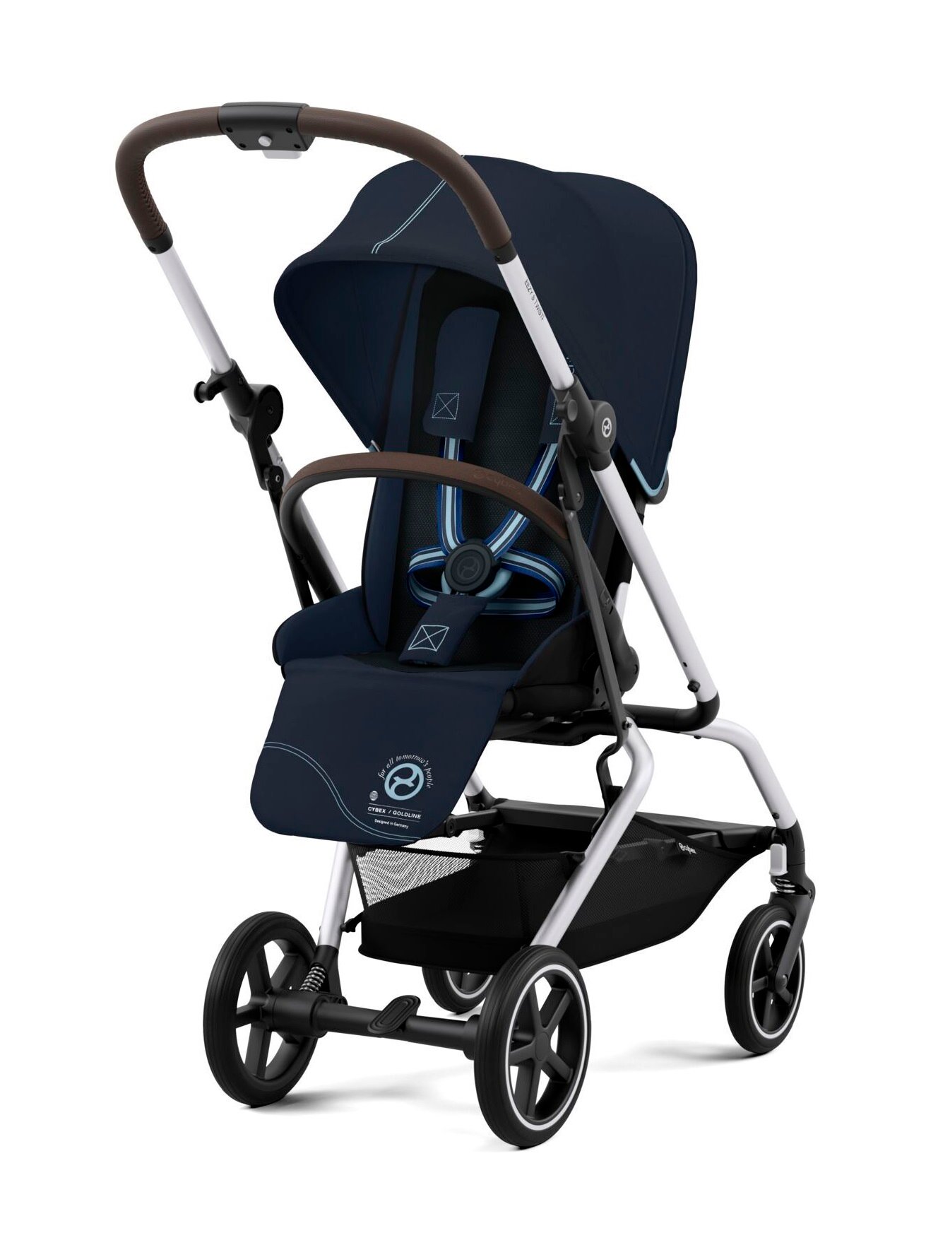 Cybex Eezy S Twist+ 2 (Ocean Blue на шасси Silver с дождевиком и бампером)