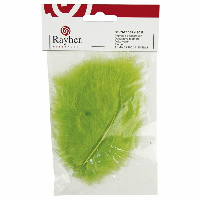 Декоративные перья Rayher Светло-зеленые, 8 см, 10 шт