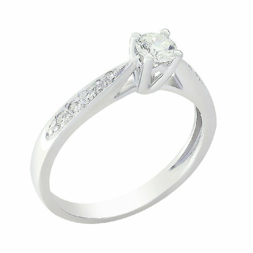 Кольцо помолвочное Галерея Эксклюзива белое золото, 585 проба, бриллиант, размер 16.5, золотой, белый