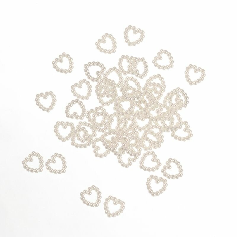 Набор декоративных элементов EFCO "Бусины в виде сердца", цвет Молочный, 50 шт