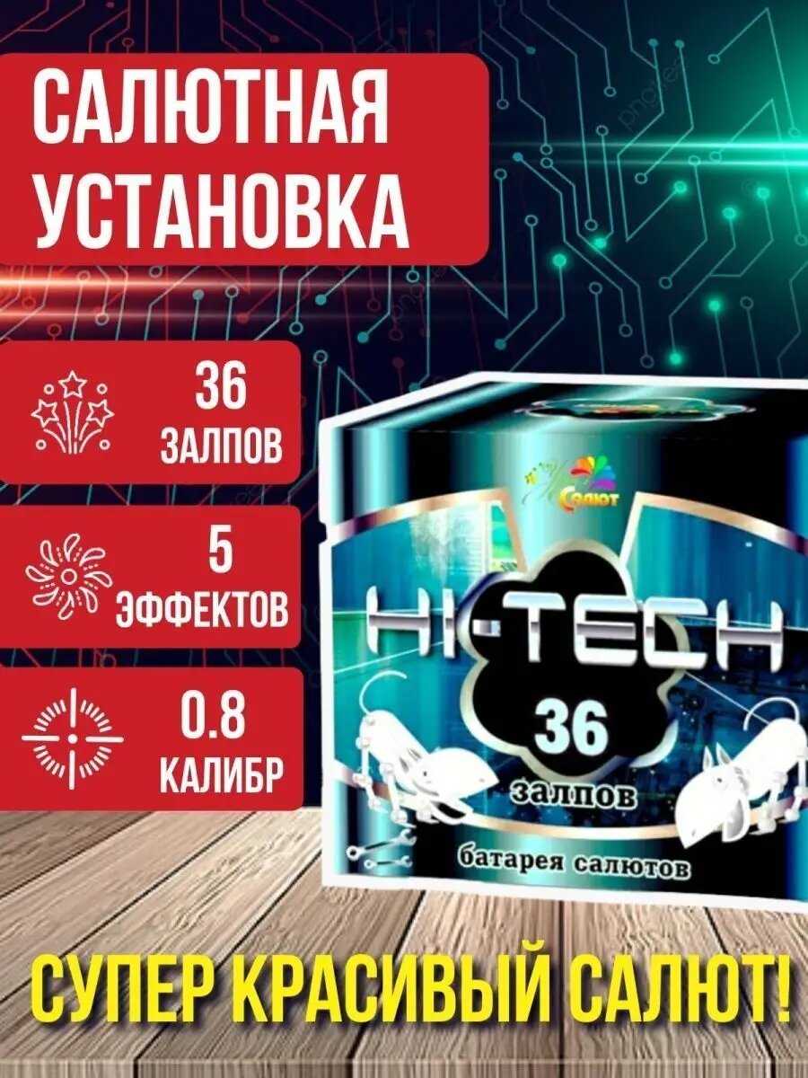 Батарея салютов УралСалют Хай-Тэк СП0803602, 36 залпов
