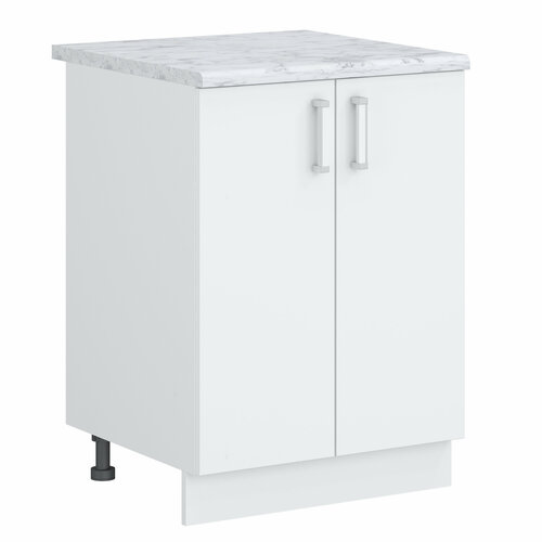 Кухонный модуль №9 под мойку со столешницей шкаф нижний напольный ЛДСП 60х60х84.5см белый мрамор