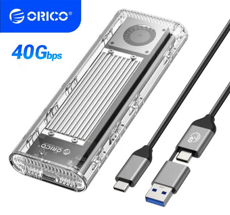 Переходник (внешний бокс) M.2 NVMe PCI-E - USB 4 (Thunderbolt 3 4) Orico Acryl Box 40Gbps с охлаждением