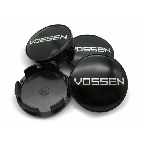 Колпачки, заглушки на литые диски СКАД Vossen black 56/51/12 мм, комплект 4 шт.