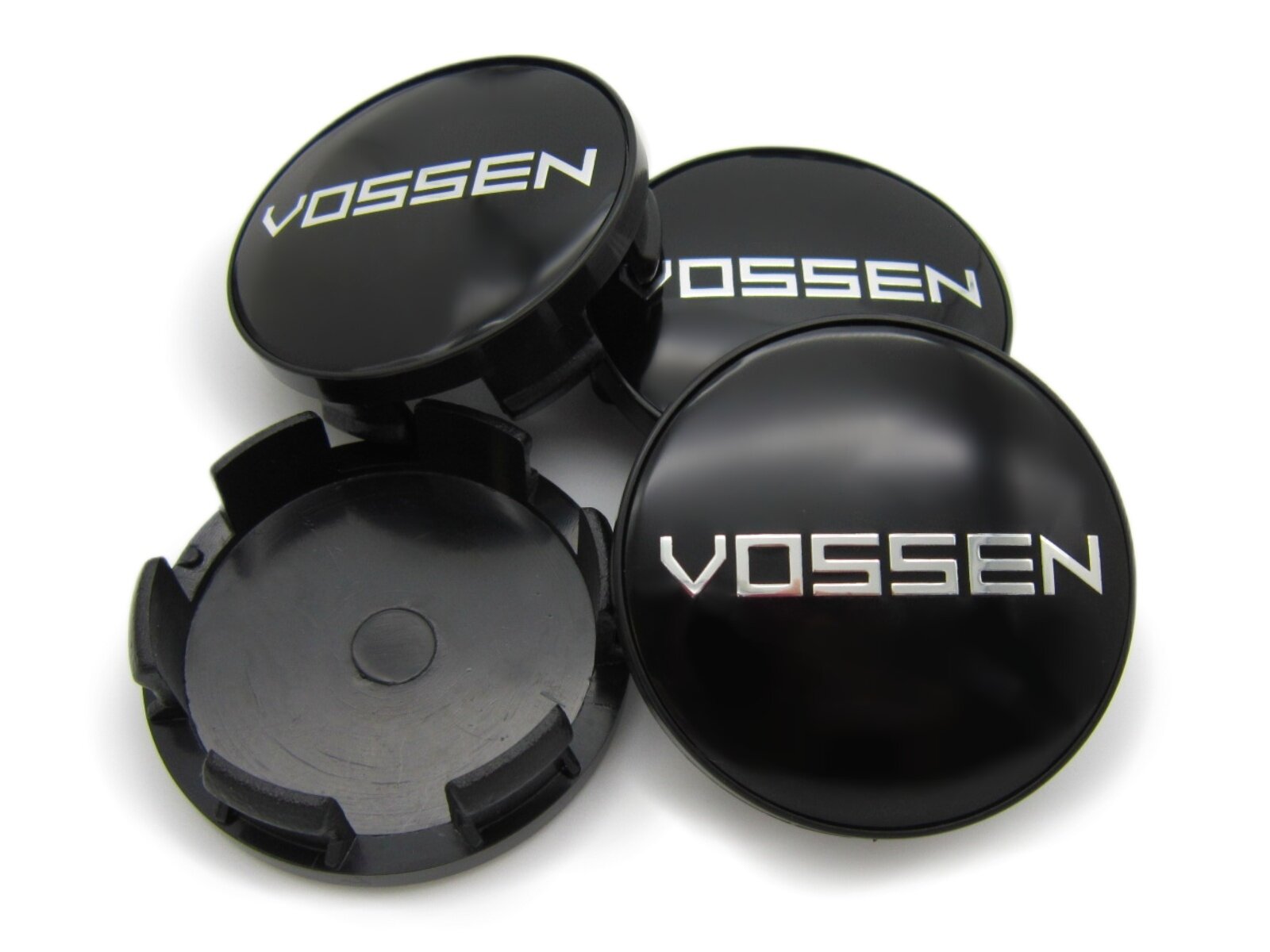 Колпачки, заглушки на литые диски СКАД Vossen black 56/51/12 мм, комплект 4 шт.