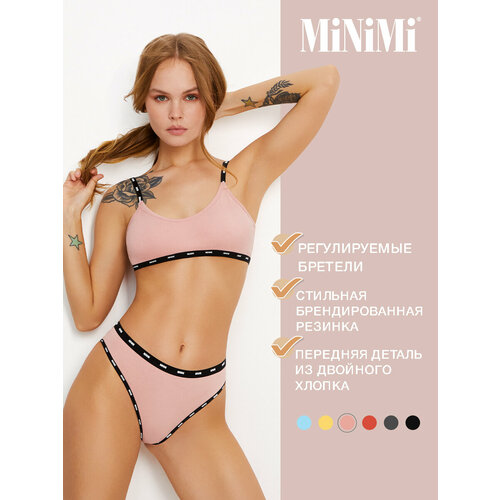 фото Бюстгальтер minimi топ-бра на тонких бретелях minimi ms121, размер 44 (s), розовый