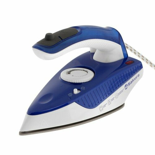 Утюг Sakura SA-3069 1000 Вт керамическая подошва 80 мл складная ручка синий 176800₽