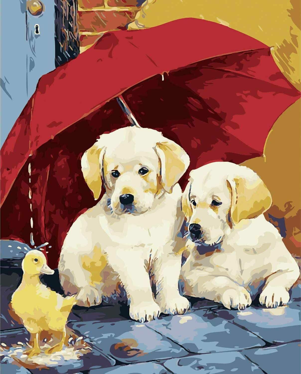 Картина по номерам Зонт для друзей Роспись по холсту 40х50 см BFB1978