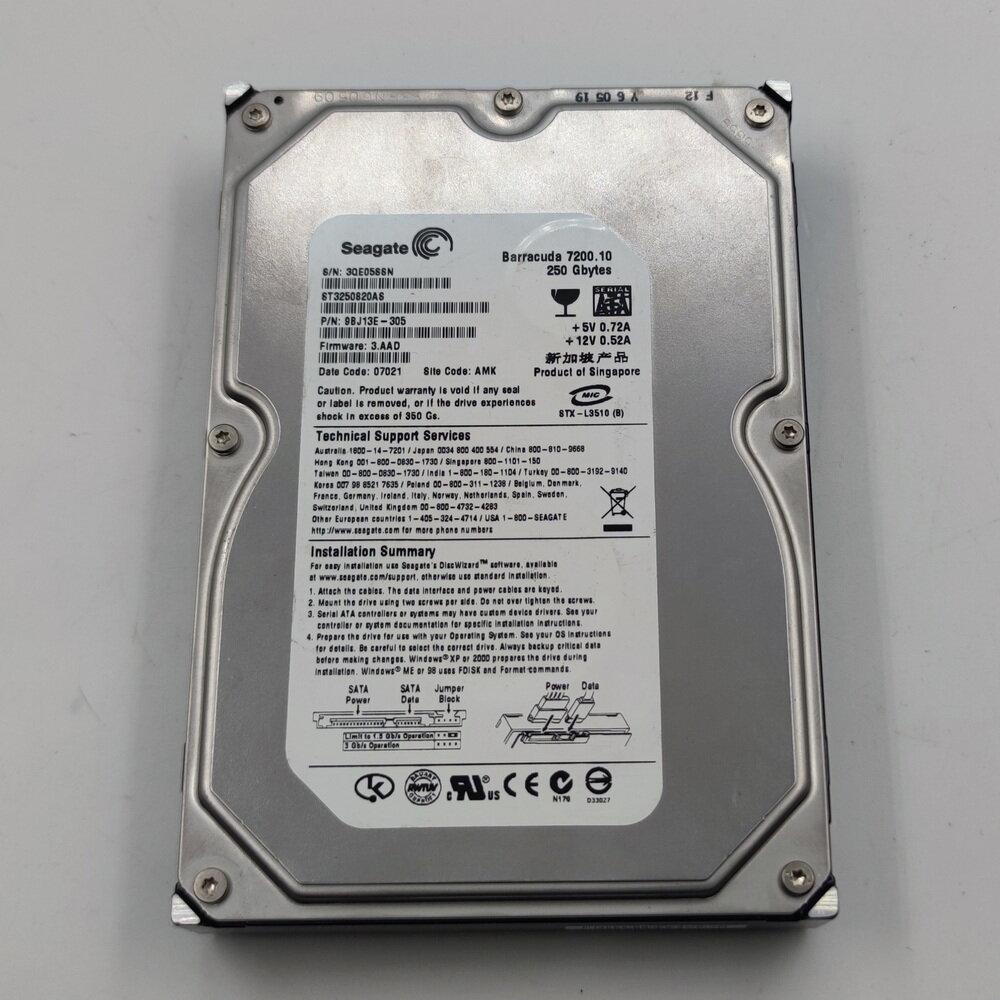 Жесткий диск ST3250820AS, Seagate, 250 Гб, SATA, 3.5