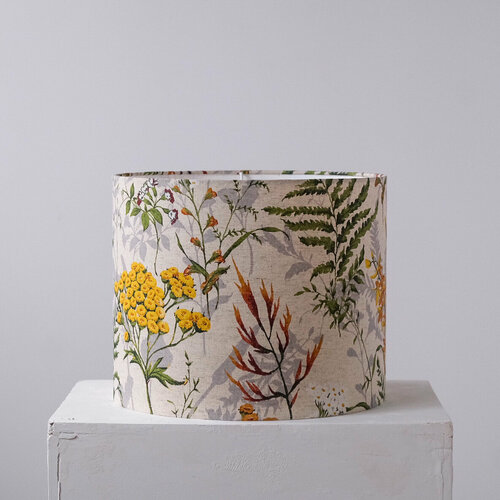 Абажур для настольной лампы и торшера "Льняная осень", цилиндр 300