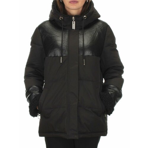 фото  куртка зимняя, средней длины, силуэт прямой, размер 50, черный не определен